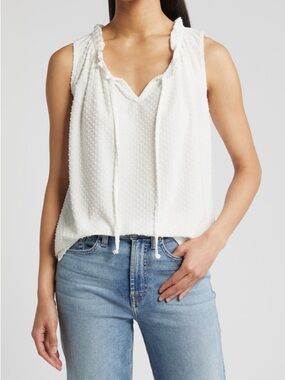Loveappella Swiss Dot Knit Top – White – XS – New Without Tags